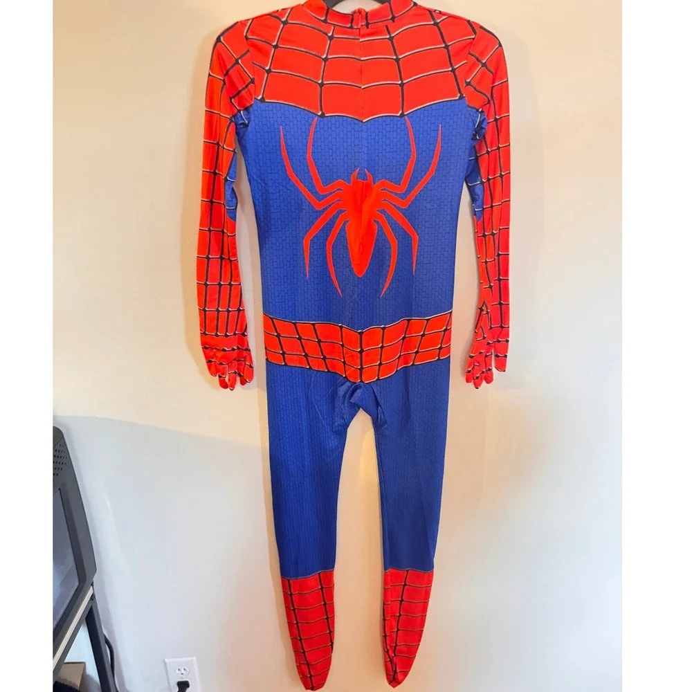 Marvel Spiderman Costume Full Body Jumpsuit with Mask Red Blue Kids Size 150 CM